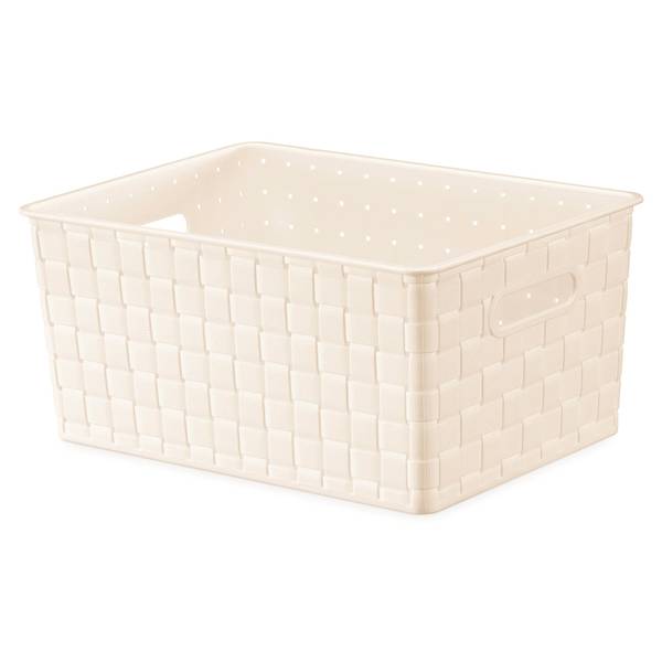 Photo of White Woven Storage Tote