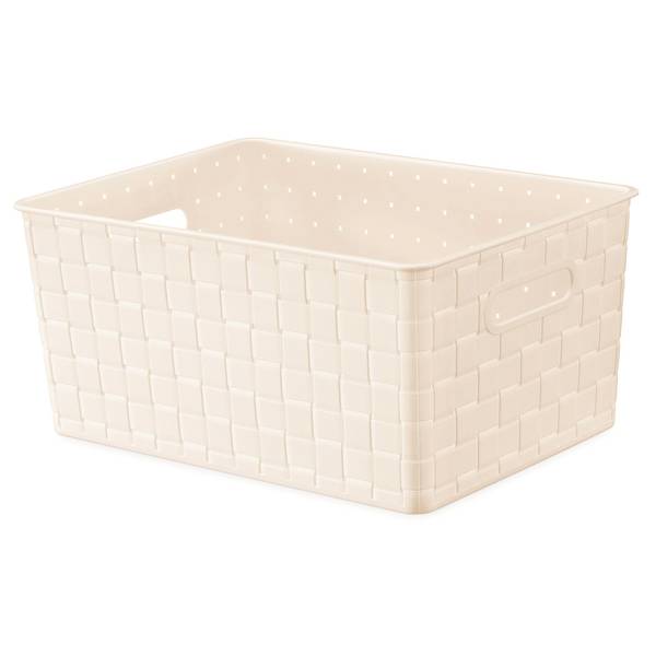 Photo of White Woven Storage Tote