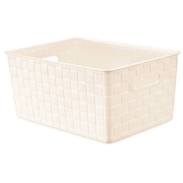 Photo of White Woven Storage Tote