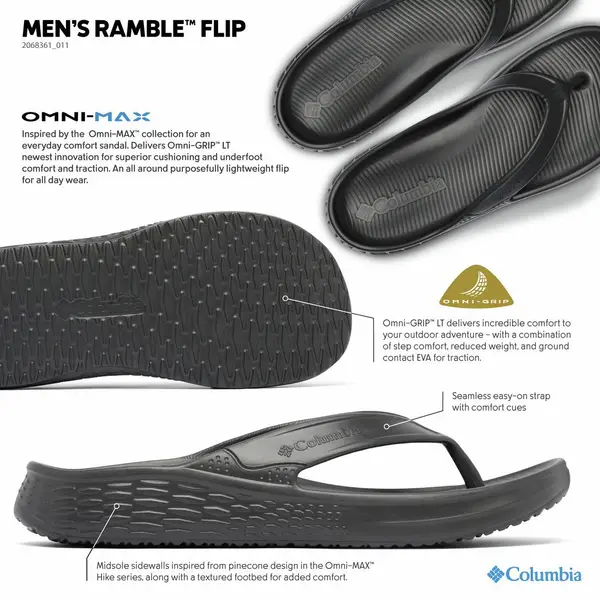 Columbia|SLIPPERS (RAMBLE FLIP FLOP (2068361-011)) Columbia Men's Ramble Flip Flop Sandals - 2068361-011-8
