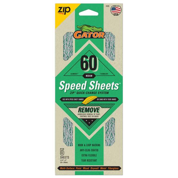 Photo of 5-Pack Zip Speed Sheets Hook and Loop 60 Grit Sandpaper