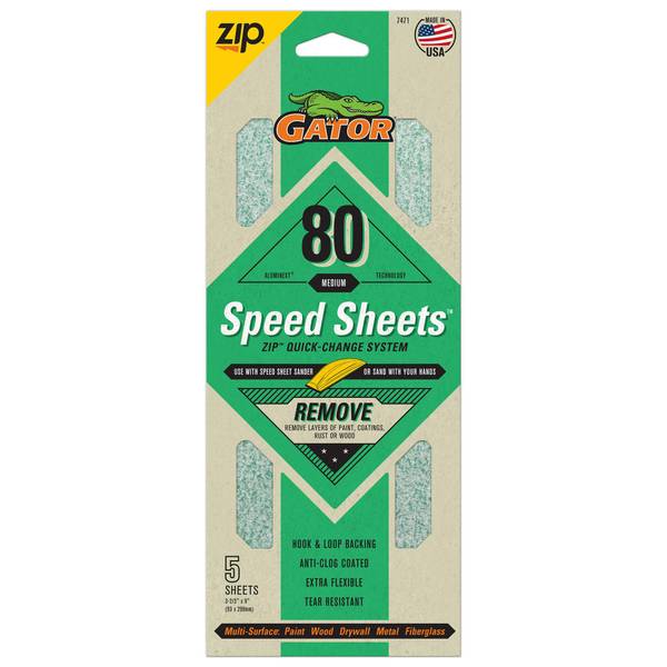 Photo of 5-Pack Zip Speed Sheets Hook and Loop 80 Grit Sandpaper