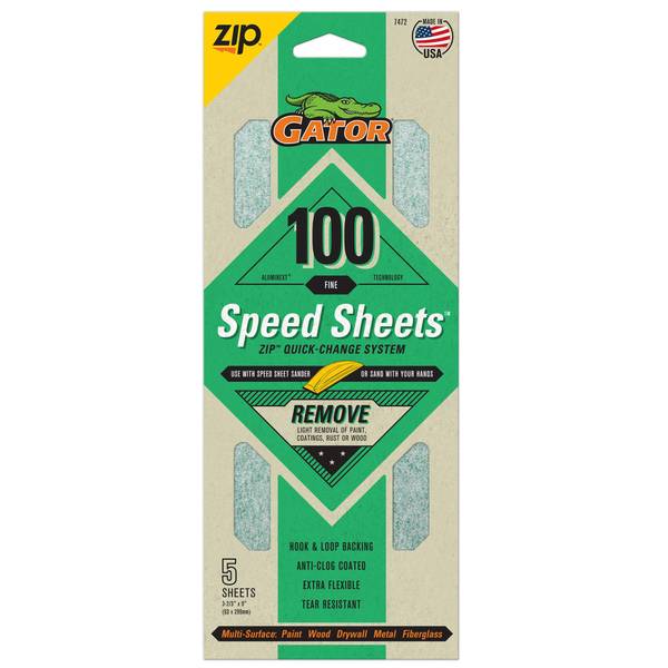 Photo of 5-Pack Zip Speed Sheets Hook and Loop 100 Grit Sandpaper