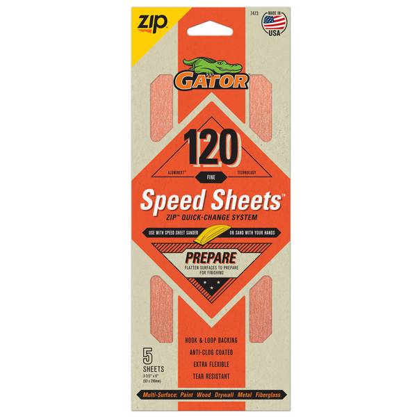Photo of 5-Pack Zip Speed Sheets Hook and Loop 120 Grit Sandpaper