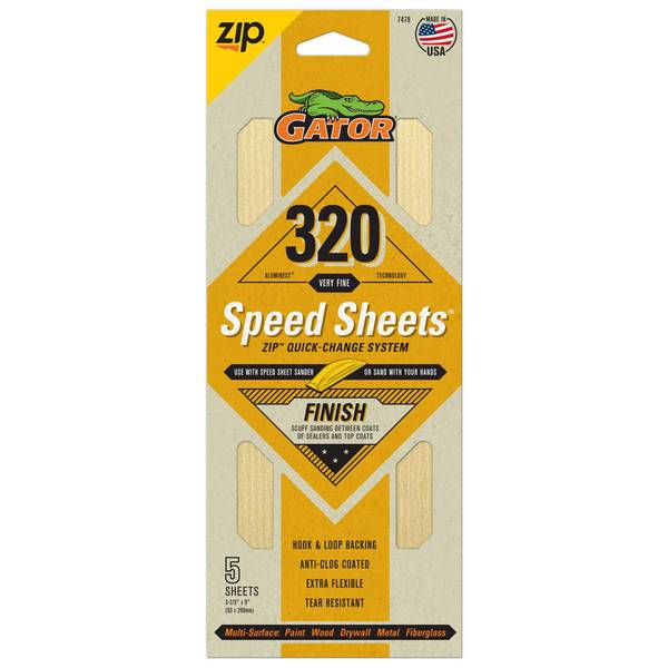 Photo of 5-Pack Zip Speed Sheets Hook and Loop 320 Grit Sandpaper