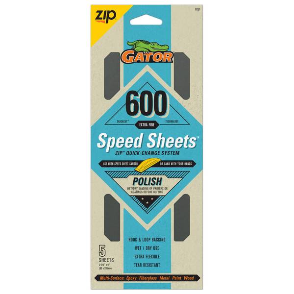 Photo of 5-Pack Zip Speed Sheets Hook and Loop 600 Grit Sandpaper