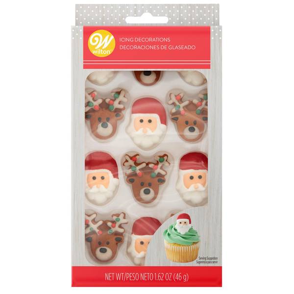 Photo of 12-Count Santa Reindeer Royal Icing Decorations