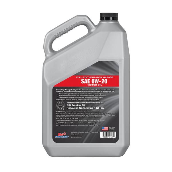 Blain's Farm & Fleet 5 Quart High Mileage Full Synthetic 0W-20