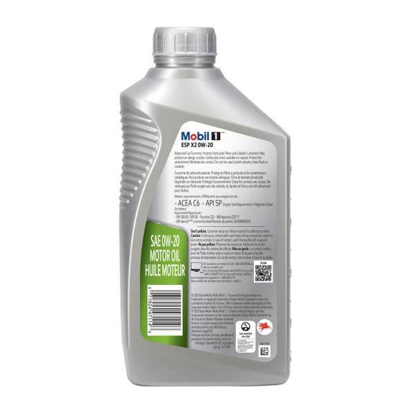 Mobil 1 1 Quart ESP X2 0W-20 Full Synthetic Motor Oil - 125386