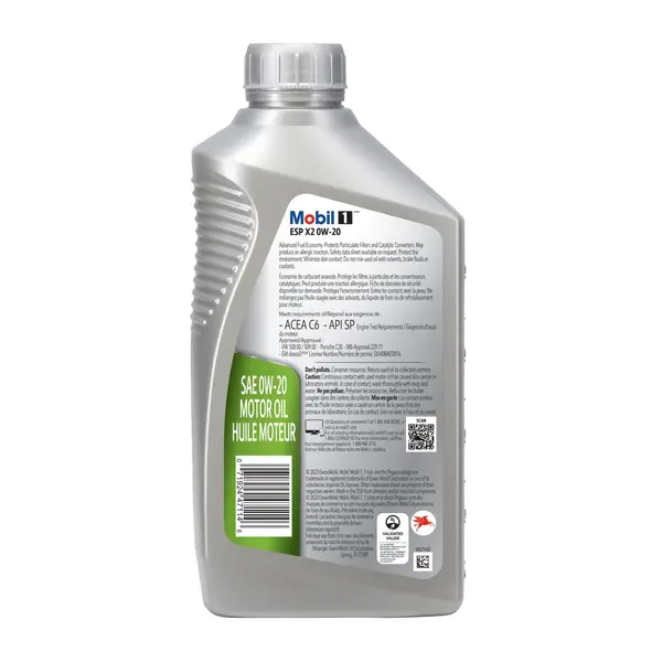 Mobil 1 1 Quart ESP X2 0W-20 Full Synthetic Motor Oil - 125386