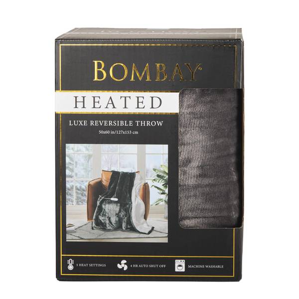 Photo of 50" x 60" Bombay Heated Electric Throw Blanket- Charcoal