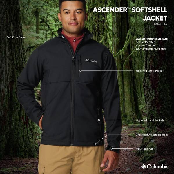 Columbia Men's Ascender Softshell Jacket - 1556531007-S Columbia Men's Ascender Softshell Jacket - 1556531007-S