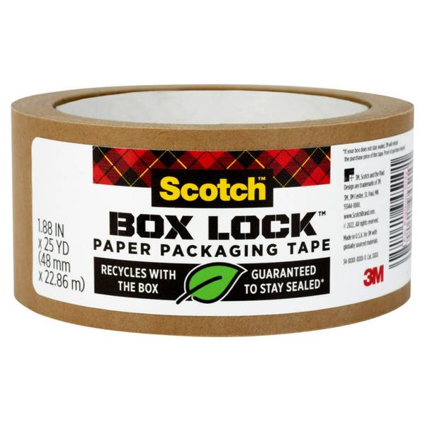 Photo of 1.88" x 25 yd Scotch Box Lock Paper Packaging Tape
