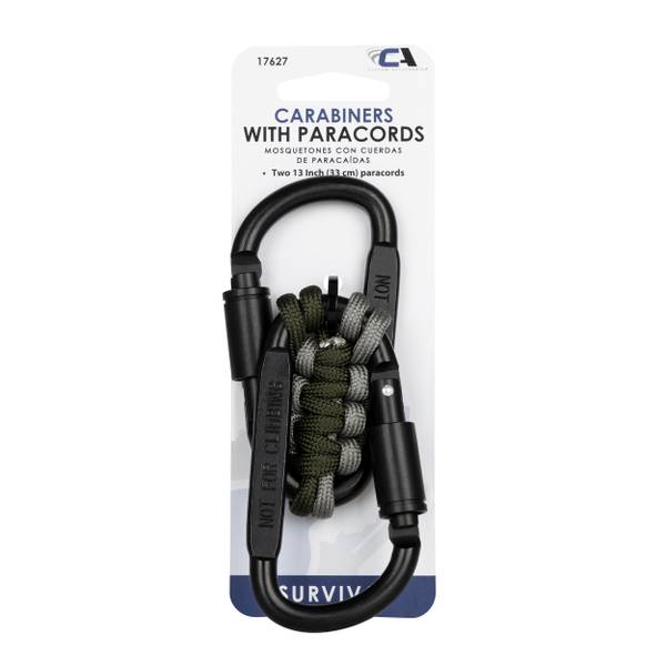Photo of 2-Pack Black Locking Carabiners with Paracords