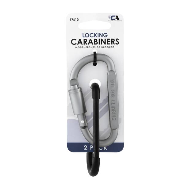 Photo of 2-Pack Black-Silver Metal Locking Carabiners