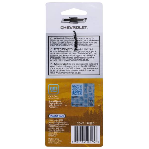 Plasticolor 004575R01 CHEVROLET BOW ENAMEL TEXTURED GOLD AND CHROME YELLOW CHROME KEYRING 4.25" X 1.1, Yellow And Chrome