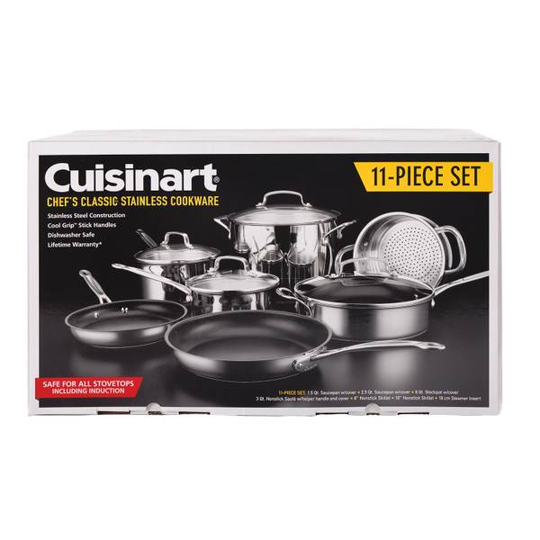 Cuisinart 11 Piece Chefs Classic Stainless Cookware Set 75 11 Blains Farm And Fleet 2471