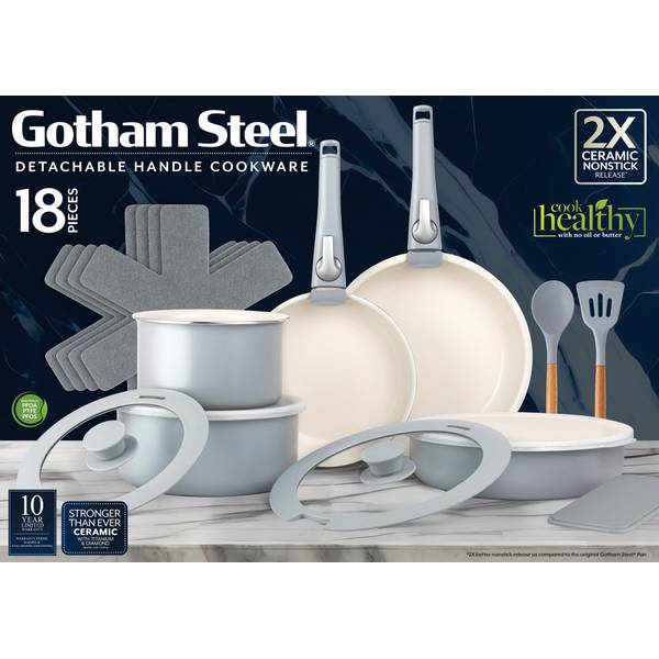 Gotham Steel 18-Piece Detachable Handle Cookware Set - 6063