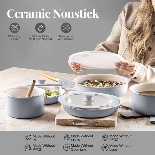 Gotham Steel 18-Piece Detachable Handle Cookware Set - 6063