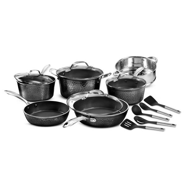 Gotham Steel 15-Piece Black Hammered Cookware Set