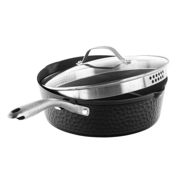 Granitestone 4Quart Gotham Steel Black Hammered Saute Pan 6375