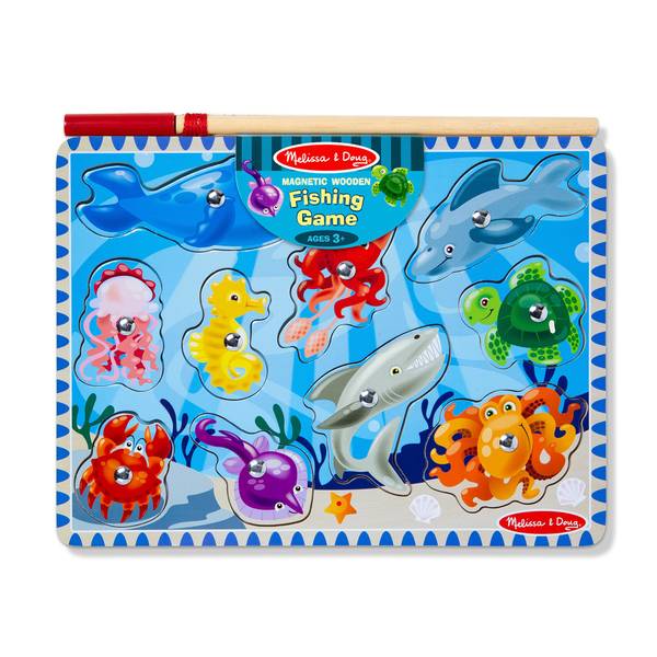 Melissa & Doug Magnetic Wooden Fishing Game and Puzzle With Wooden ...