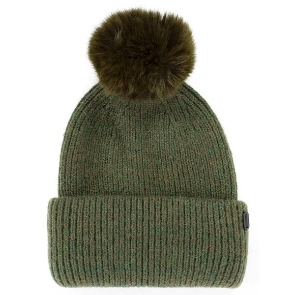 Photo of Women's Double Cuffed Faux Fur Pom Beanie