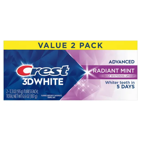 Crest 3DWhite Advanced Teeth Whitening Toothpaste, Radiant