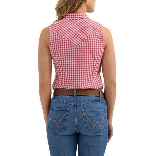 トップス GENTLEFULLNESS 22ss Wrangler Women's Sleeveless Snap Shirt - 112362261-Red-M
