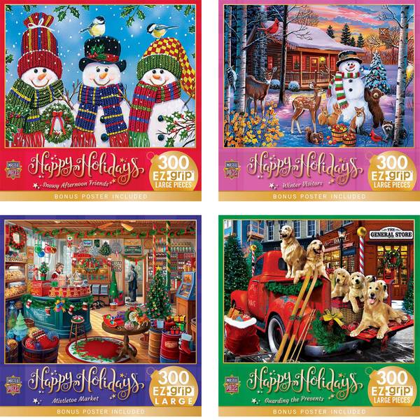 Masterpiece Puzzle 300-Piece EZ Grip Holiday Puzzle Assortment