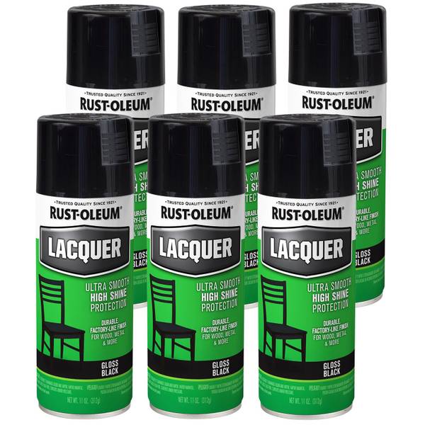 Photo of 6-Pack 11 oz Gloss Black Lacquer Spray Paint