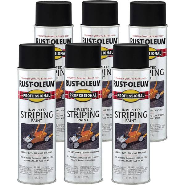 Photo of 6-Pack 18 oz Professional Inverted Striping Black Spray Paint