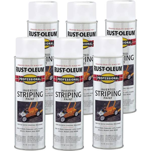 Photo of 6-Pack 18 oz Professional Inverted Striping White Spray Paint