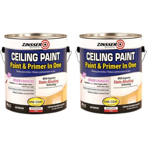 Photo of 2-Pack 1 Gallon Ceiling Flat Bright White Paint and Primer in One