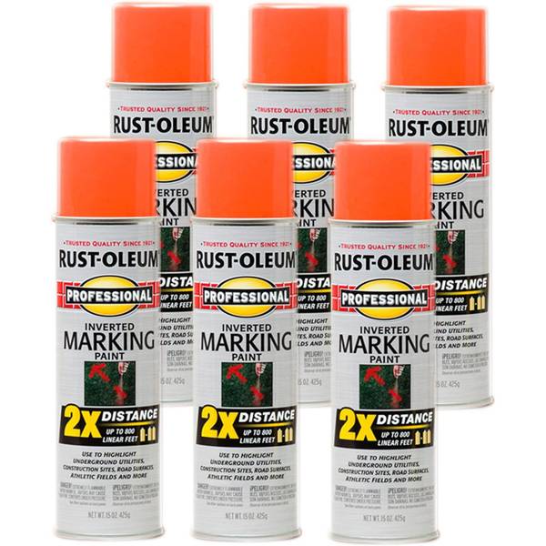 UPC 320066043613 product image for Rust-Oleum 6-Pack 15 oz Professional 2X Inverted Marking Fluorescent Orange Spra | upcitemdb.com
