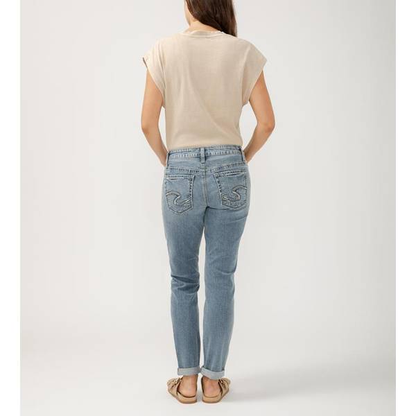 Silver Jeans Women's Boyfriend Mid Rise Slim Leg Jeans