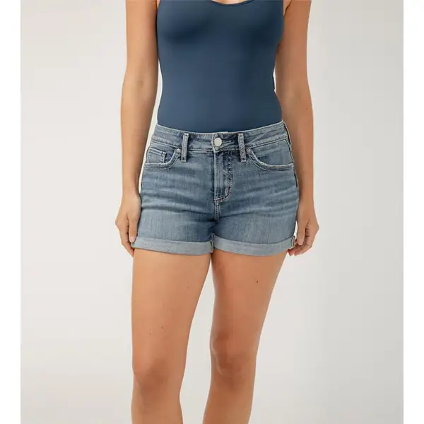 Silver Jeans Women's Suki Mid Rise Curvy Fit Shorts