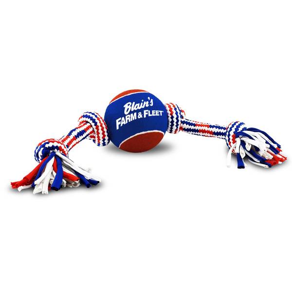 Photo of 2.5" Tuff Ball Tug w/ithRed, White & Blue Jersey Rope