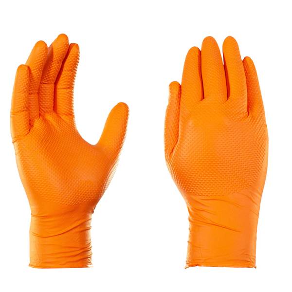 Gloveworks 8mil Raised Diamond Texture Orange Nitrile Gloves
