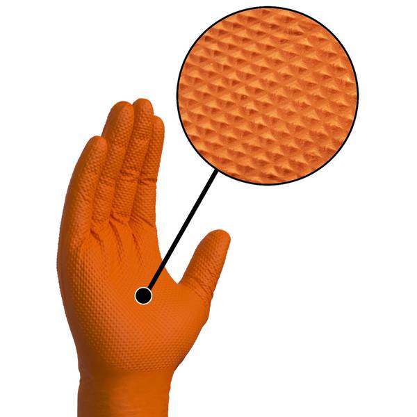 Gloveworks 8mil Raised Diamond Texture Orange Nitrile Gloves