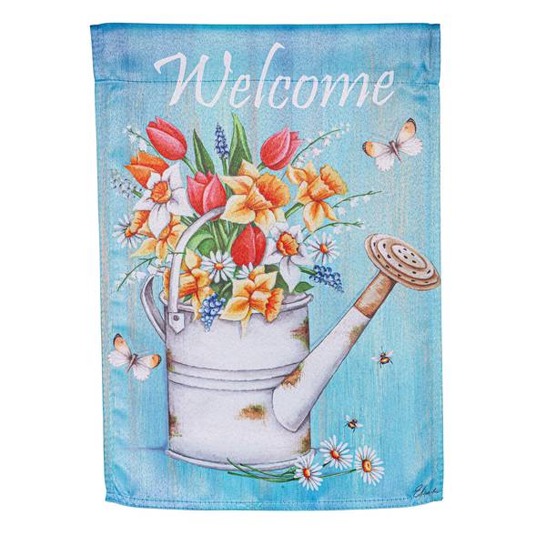 Photo of Welcome Flowers Suede Garden Flag