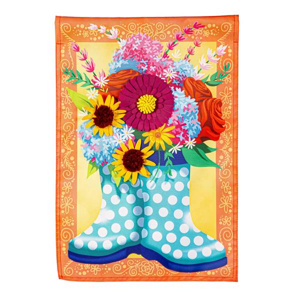 Photo of Floral Rain Boots Garden Flag