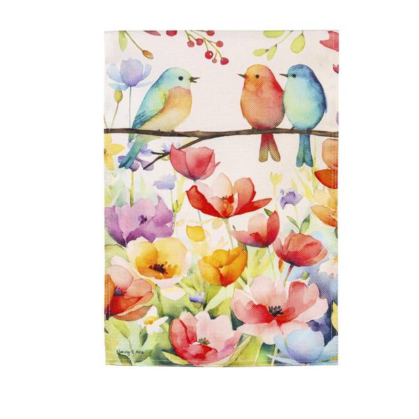 Photo of Bird Talk Burlap Garden Flag