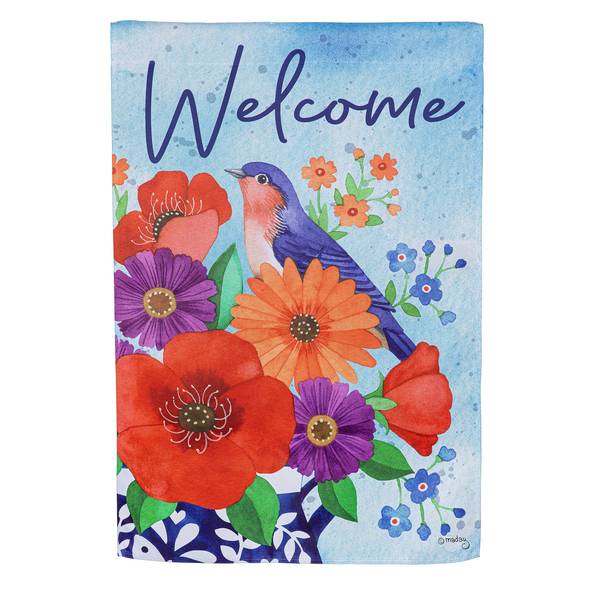 Photo of Bluebird Blooms Suede House Flag