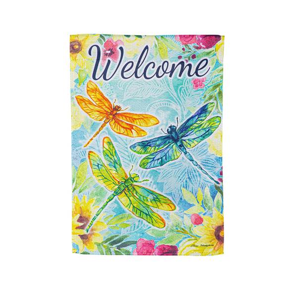 Photo of Welcome Dragonflies Suede Garden Flag