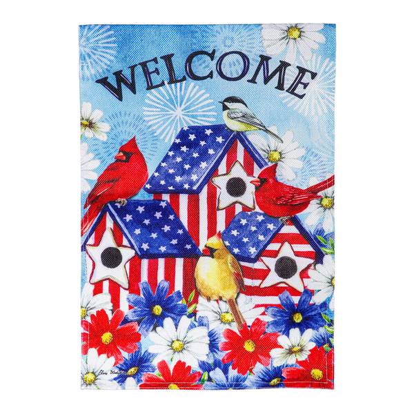 Photo of Patriotic Birdhouse Burlap Garden Flag