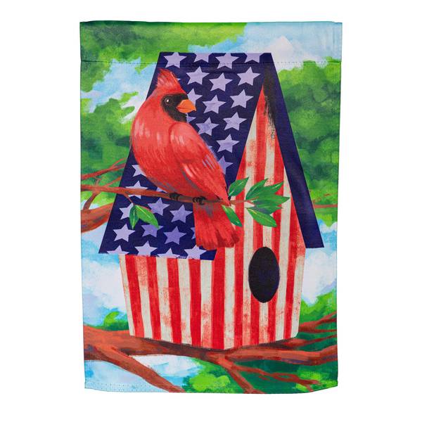Photo of Patriotic Cardinal Suede Garden Flag