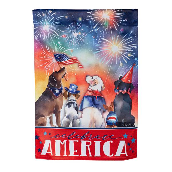 Photo of Patriotic Pups Suede Garden Flag