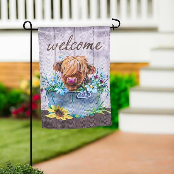 Photo of Highland Cow Moire Garden Flag