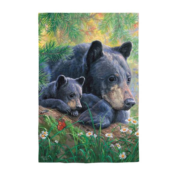 Photo of Mom and Cub Suede Garden Flag